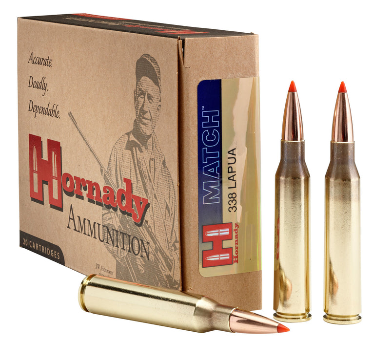 Hornady 8230 Match  338 Lapua Mag 250 gr 2900 fps Hollow Point Boat-Tail Match (HPBTM) 20 Bx/6 Cs