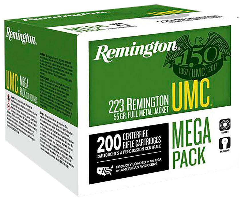 Remington Ammunition 23683 UMC  223 Rem 55 gr 3240 fps Full Metal Jacket (FMJ) 200 Bx/4 Cs (Mega Pack)