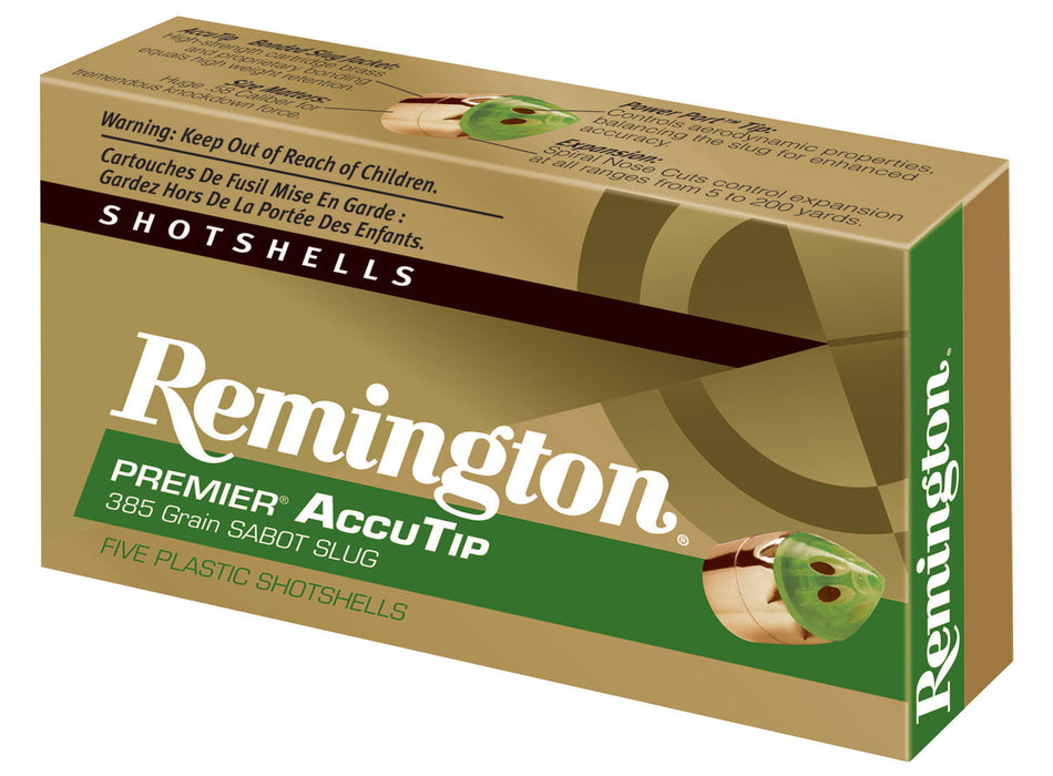 Remington Ammunition 20731 Premier AccuTip  12 Gauge 3" 385 gr 1900 fps Sabot Slug Shot 5 Bx/20 Cs