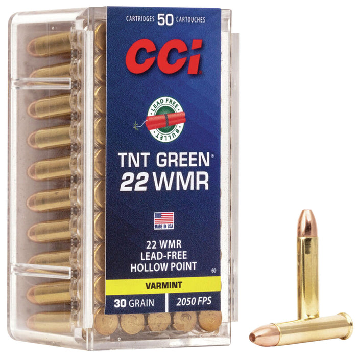 CCI 0060 Varmint TNT Green 22 WMR 30 gr 2050 fps Speer TNT Green Hollow Point (TGHP) 50 Bx/40 Cs