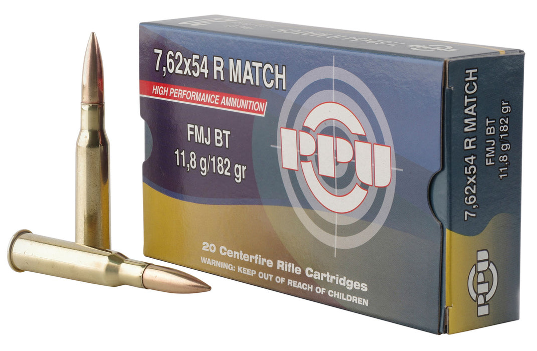 PPU PPM7 Match  7.62x54mmR 182 gr 2626 fps Full Metal Jacket (FMJ) 20 Bx/10 Cs