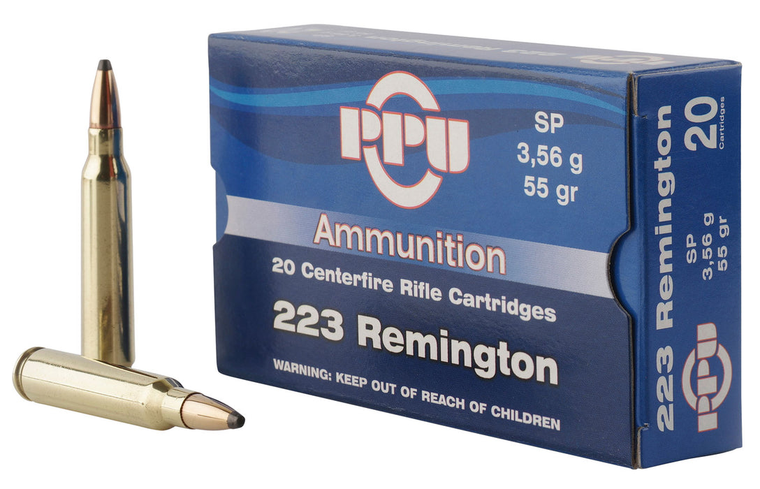 PPU PP223S Standard Rifle  223 Rem 55 gr 3240 fps Soft Point (SP) 20 Bx/50 Cs