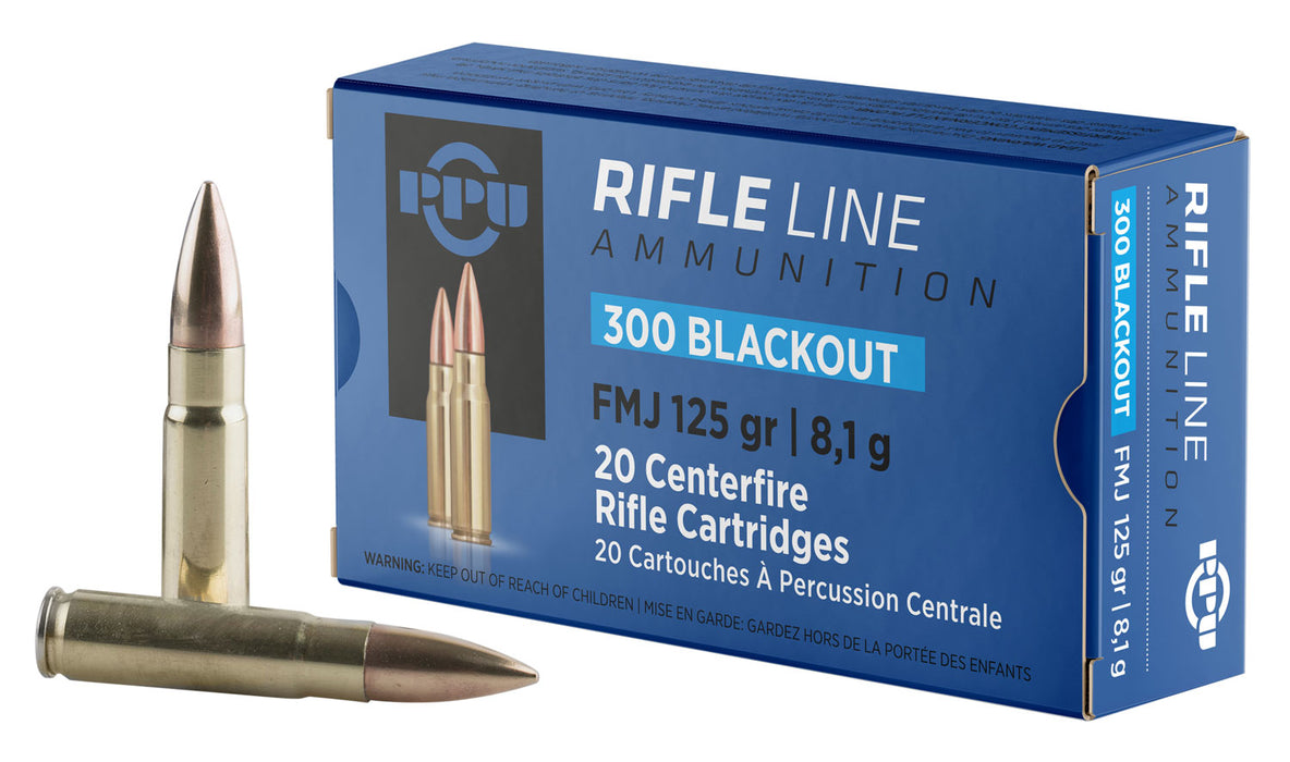 PPU PP300BF Standard Rifle  300 Blackout 125 gr 2198 fps Full Metal Jacket (FMJ) 20 Bx/50 Cs