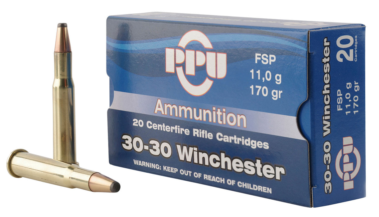 PPU PP30302 Standard Rifle  30-30 Win 170 gr 2200 fps Flat Soft Point (FSP) 20 Bx/10 Cs