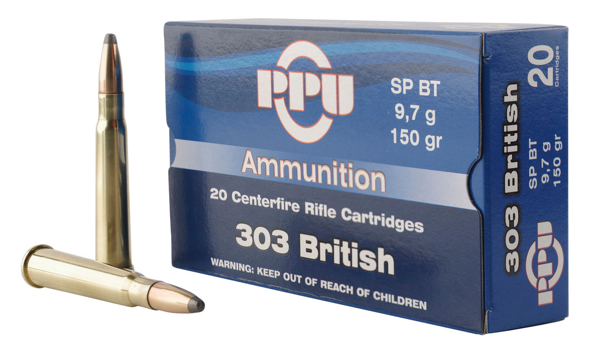 PPU PP303S1 Standard Rifle  303 British 150 gr 2690 fps Soft Point Boat-Tail (SPBT) 20 Bx/10 Cs