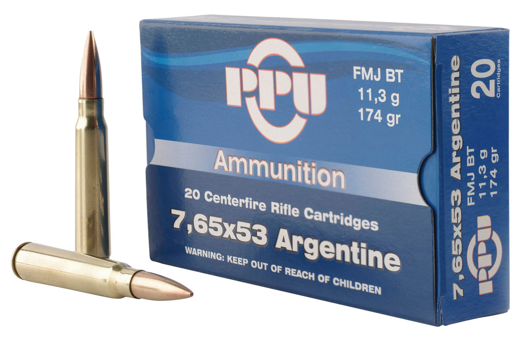 PPU PP7AF Metric Rifle  7.65x53mm Argentine 174 gr 2625 fps Full Metal Jacket Boat-Tail (FMJBT) 20 Bx/10 Cs