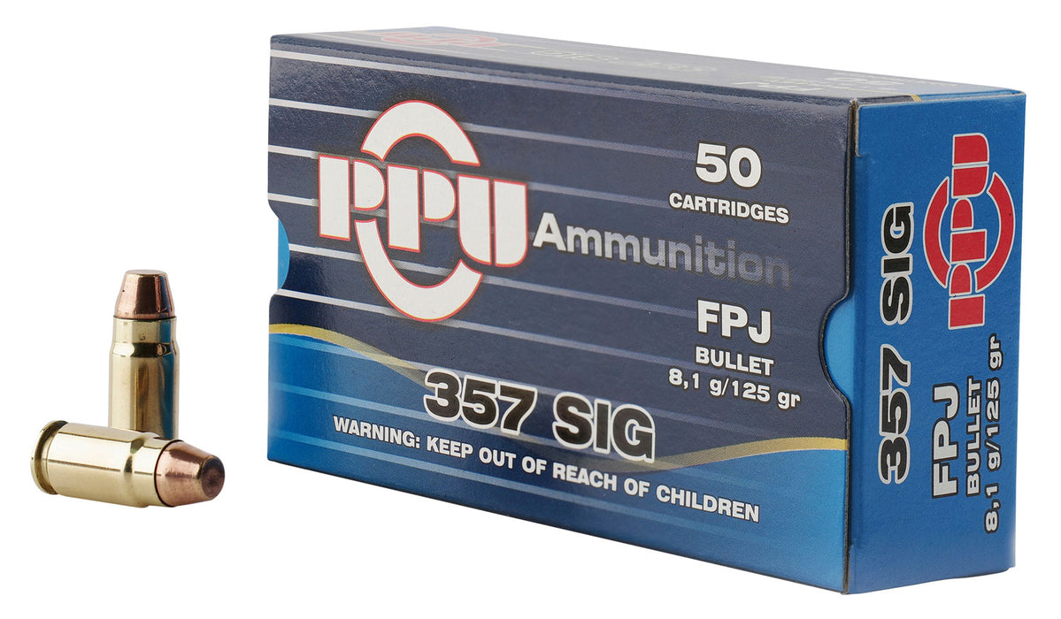 PPU PPH357S Handgun  357 Sig 125 gr Flat Point Jacketed (FPJ) 50 Per Box/20 Cs