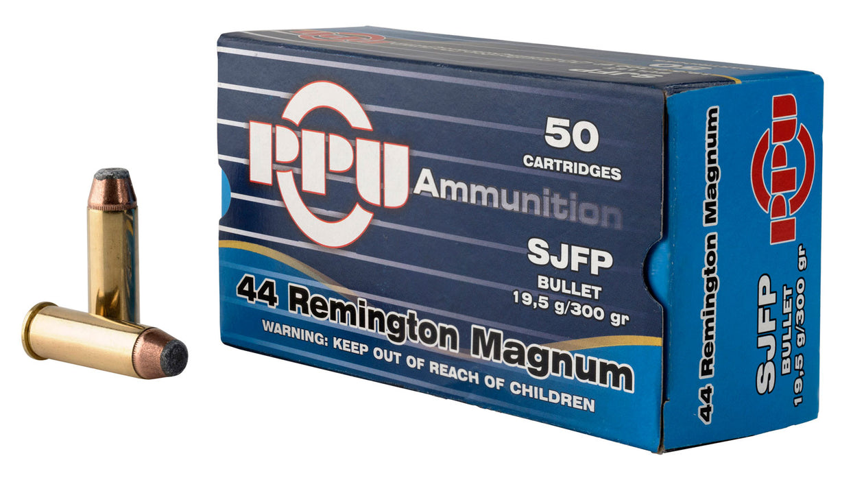 PPU PPH44MF Handgun  44 Rem Mag 300 gr Semi-Jacketed Flat Point (SJFP) 50 Per Box/10 Cs