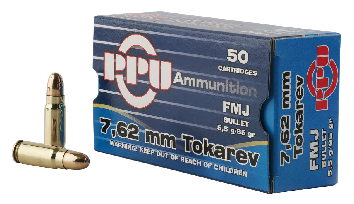 PPU PPH7TF Handgun  7.62x25mm Tokarev 85 gr Full Metal Jacket (FMJ) 50 Per Box/10 Cs