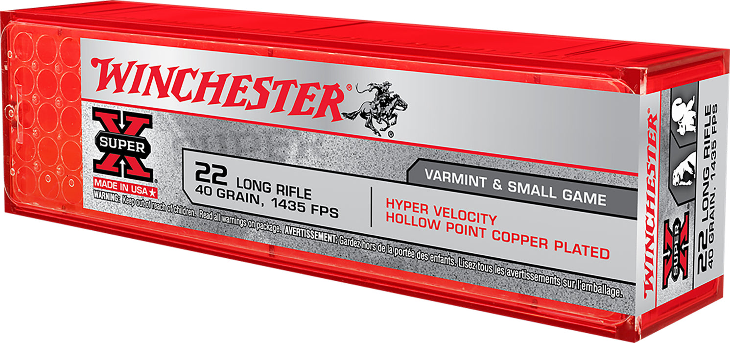 Winchester Ammo XHV22LR Super-X  22 LR 40 gr Hyper Velocity Hollow Point Copper Plated 100 Bx/20 Cs