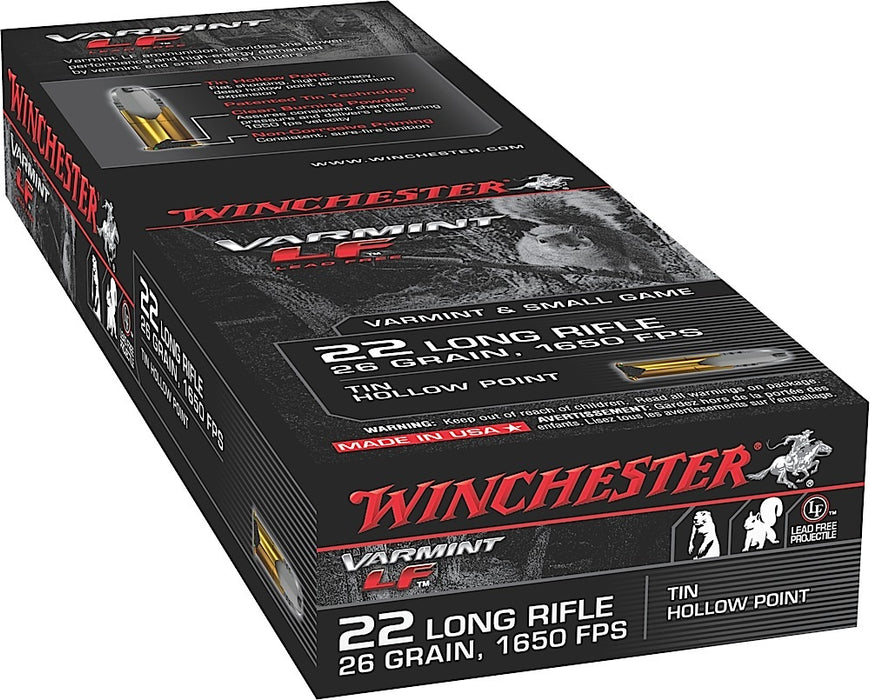 Winchester Ammo X22LRHLF Varmint LF  22 LR 26 gr Tin Hollow Point 50 Bx/40 Cs