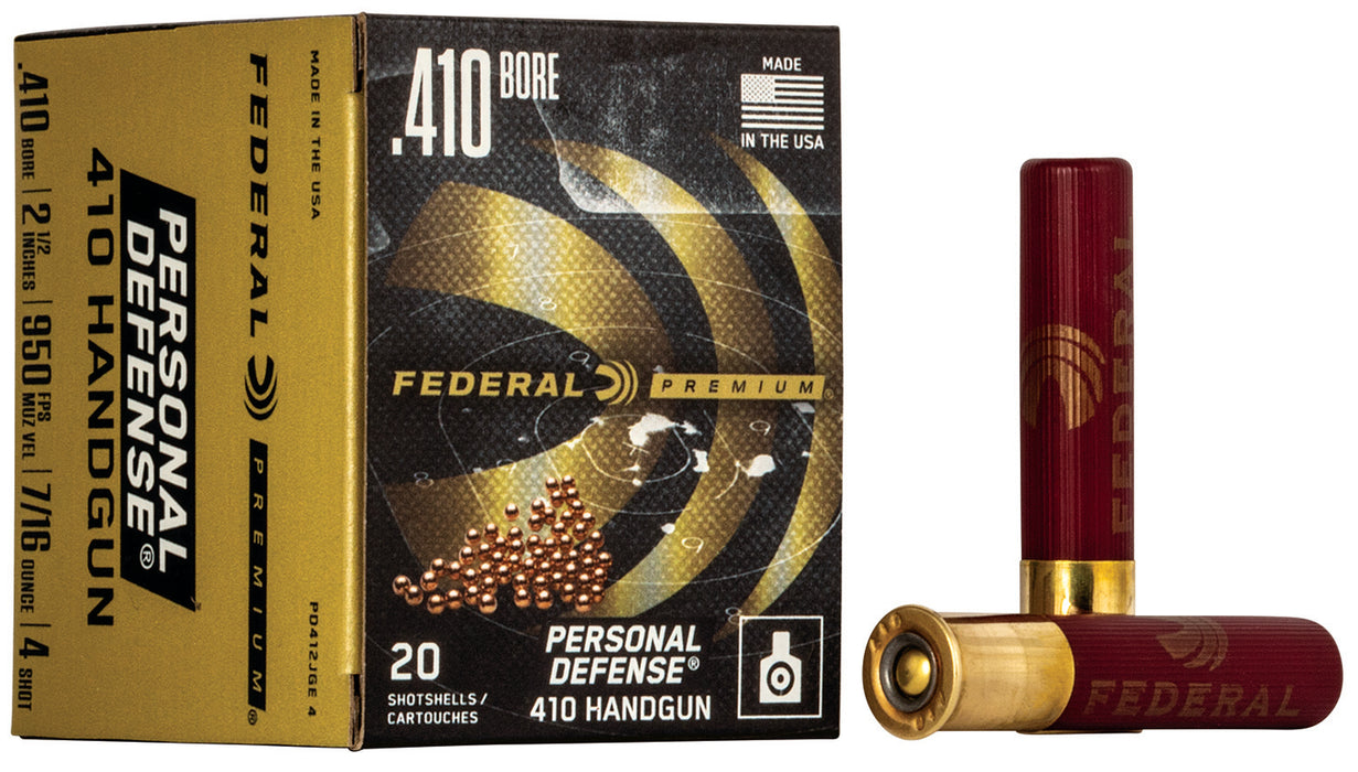 Federal PD412JGE000 Premium Personal Defense 410 Gauge 2.50" 4 Pellets 850 fps 000 Buck Shot 20 Bx/10 Cs