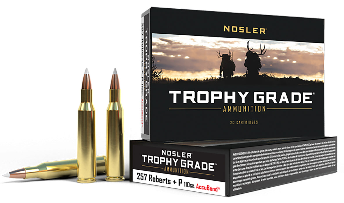 Nosler 60010 Trophy Grade  257 Roberts +P 110 gr 3050 fps Nosler AccuBond 20 Bx/10 Cs