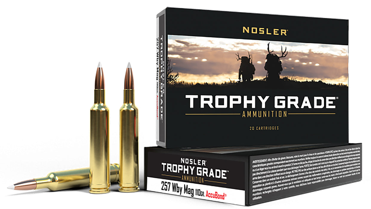 Nosler 60012 Trophy Grade  257 Wthby Mag 110 gr 3400 fps Nosler AccuBond 20 Bx/10 Cs