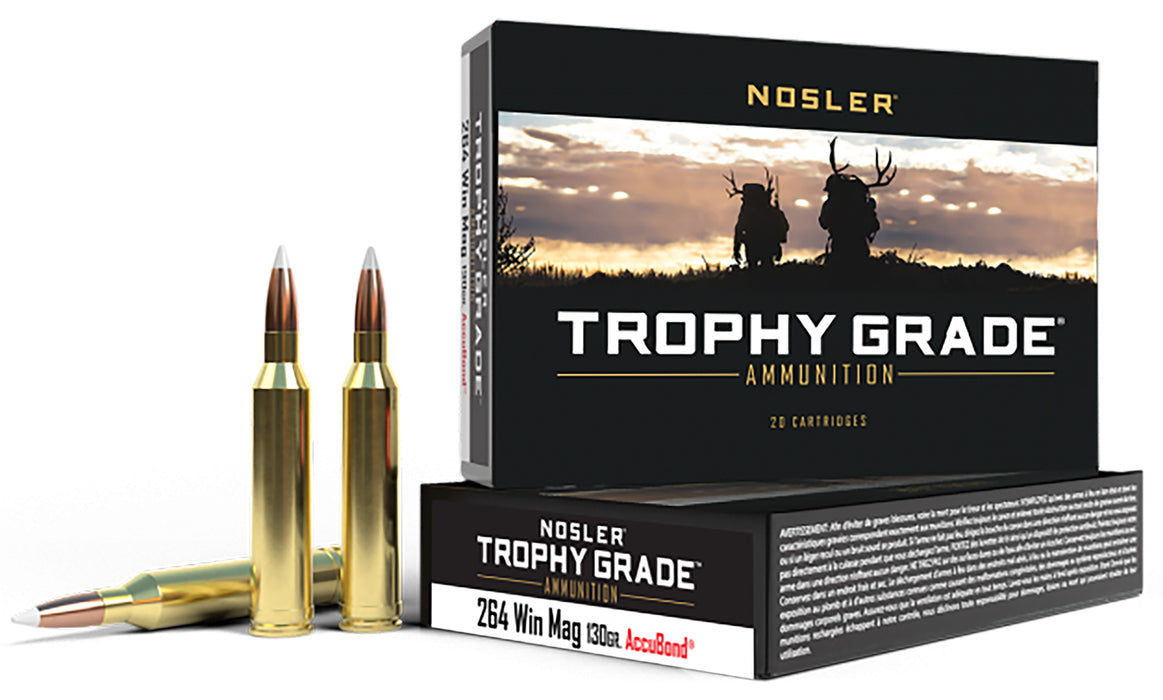 Nosler 60019 Trophy Grade  264 Win Mag 130 gr 3100 fps Nosler AccuBond 20 Bx/10 Cs