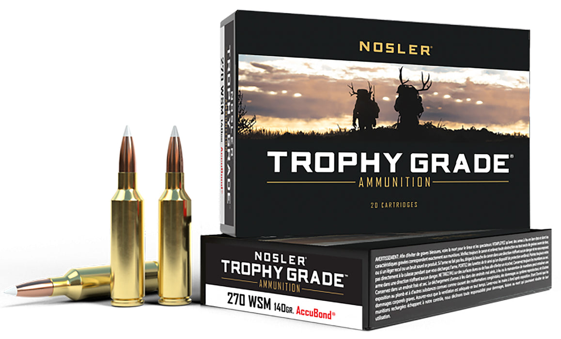 Nosler 60030 Trophy Grade  270 WSM 140 gr 3100 fps Nosler AccuBond 20 Bx/10 Cs