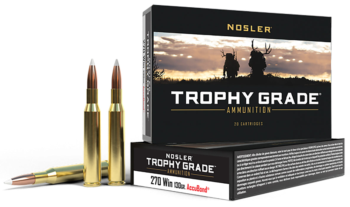 Nosler 60025 Trophy Grade  270 Win 130 gr 3075 fps Nosler AccuBond 20 Bx/10 Cs