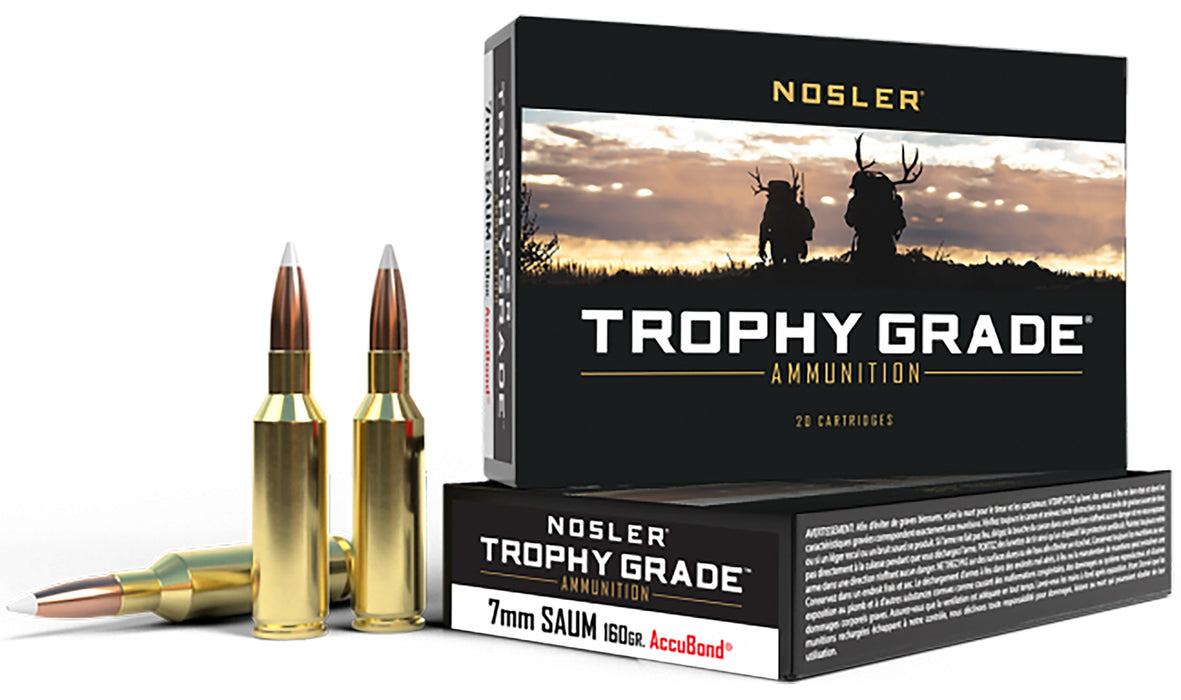 Nosler 60045 Trophy Grade  7mm Rem SA Ultra Mag 160 gr 2850 fps Nosler Spitzer Partition (SPT) 20 Bx/10 Cs