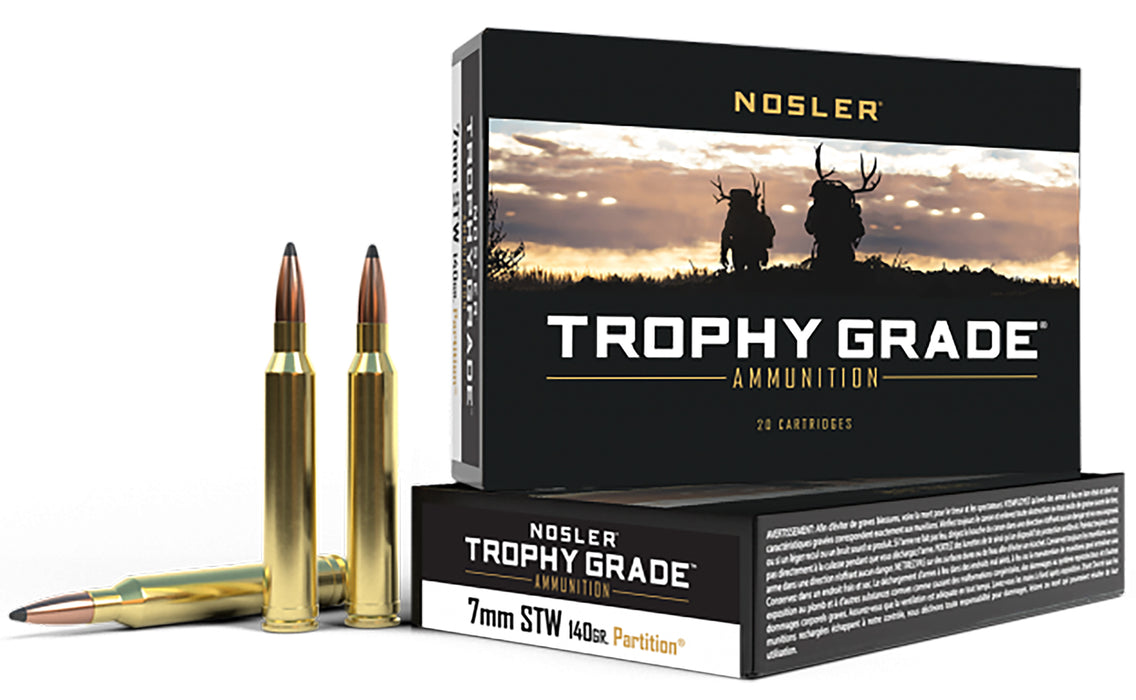 Nosler 60046 Trophy Grade  7mm STW 140 gr 3300 fps Nosler Spitzer Partition (SPT) 20 Bx/10 Cs