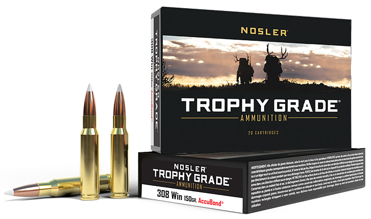 Nosler 60056 Trophy Grade  308 Win 150 gr Nosler AccuBond 20 Per Box/10 Cs