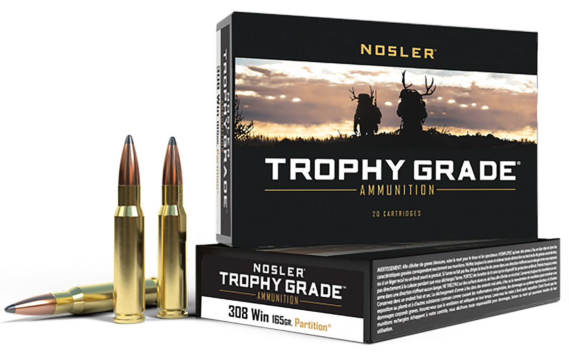 Nosler 60053 Trophy Grade  308 Win 165 gr 2800 fps Nosler Spitzer Partition (SPT) 20 Bx/10 Cs