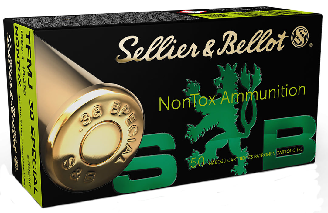 Sellier & Bellot SB38NT Handgun Non-Tox Non-Tox 38 Special 158 gr 925 fps Total Full Metal Jacket (TFMJ) 50 Bx/20 Cs