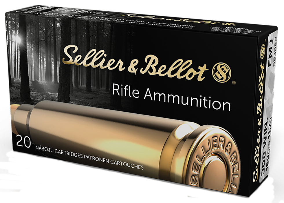 Sellier & Bellot SB308B Rifle  308 Win 180 gr 2411 fps Full Metal Jacket (FMJ) 20 Bx/25 Cs