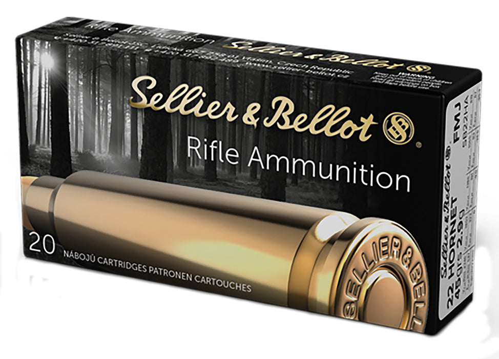 Sellier & Bellot SB22HA Rifle  22 Hornet 45 gr 2346 fps Full Metal Jacket (FMJ) 20 Bx/90 Cs