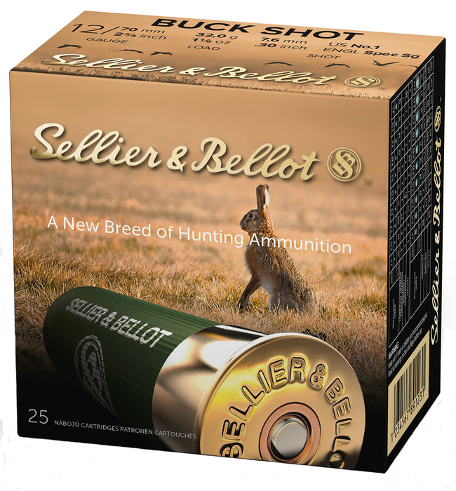 Sellier & Bellot SB12BSF Hunting  12 Gauge 2.75" 12 Pellets 1214 fps 1 Buck Shot 25 Bx/10 Cs