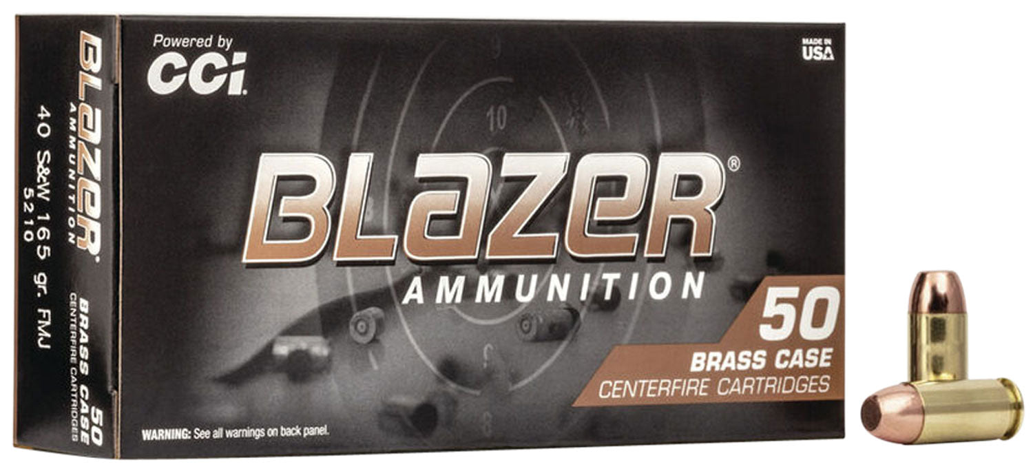 CCI 5210 Blazer Brass  40 S&W 165 gr 1050 fps Full Metal Jacket (FMJ) 50 Bx/20 Cs