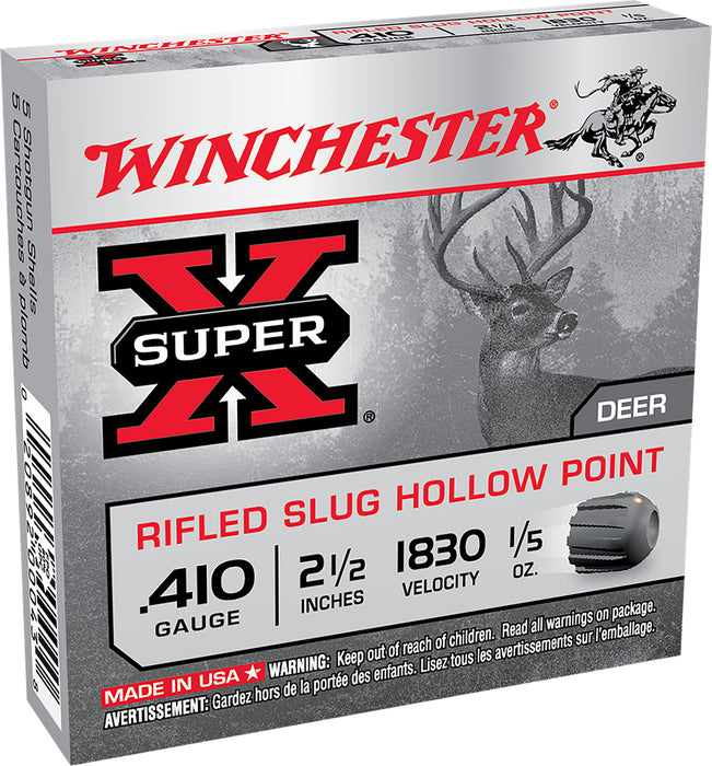 Winchester Ammo X41RS5 Super X  410 Gauge 2.50" 1/5 oz 1830 fps Rifled Slug Shot 5 Bx/50 Cs