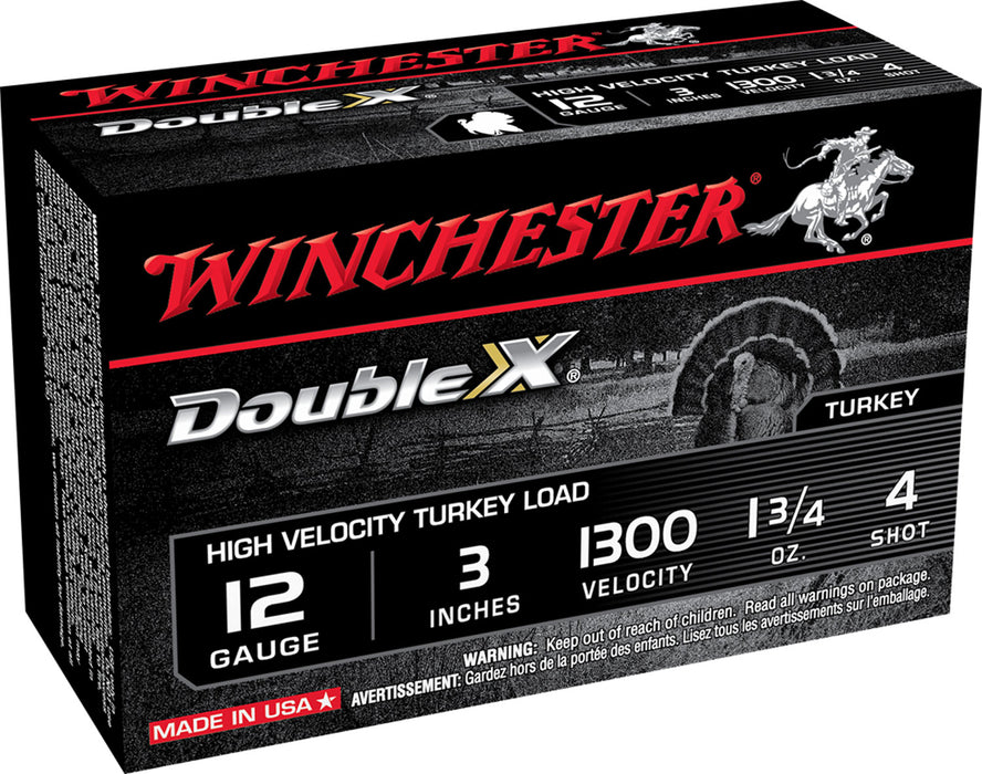 Winchester Ammo STH1234 Double X High Velocity Turkey 12 Gauge 3" 1 3/4 oz 1300 fps 4 Shot 10 Bx/10 Cs