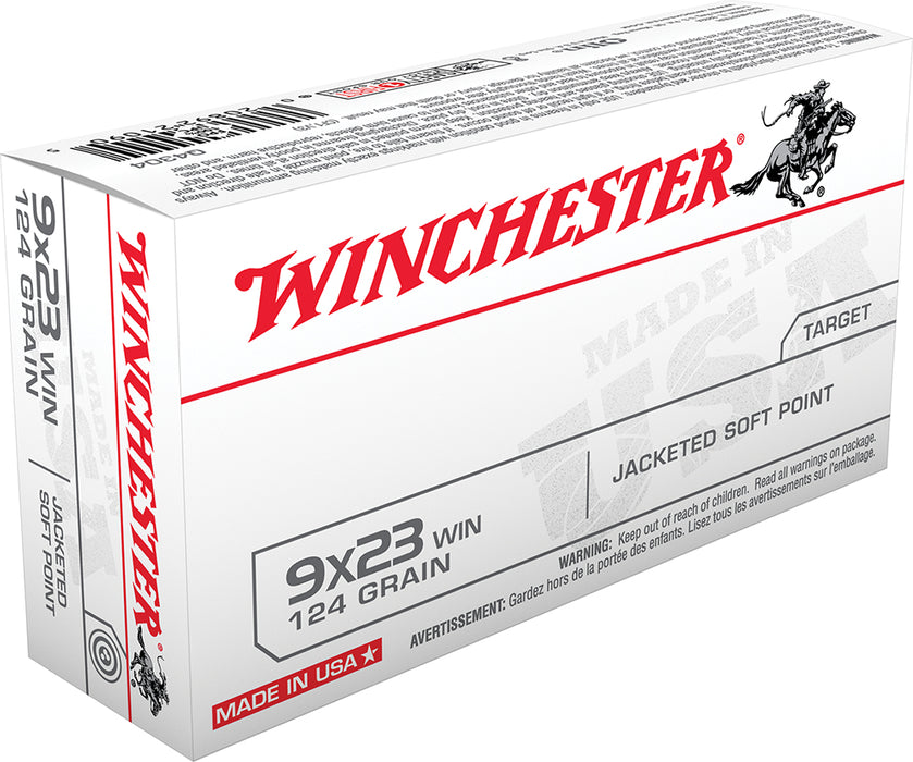 Winchester Ammo Q4304 USA  9x23 Win 124 gr Jacketed Soft Point (JSP) 50 Per Box/10 Cs