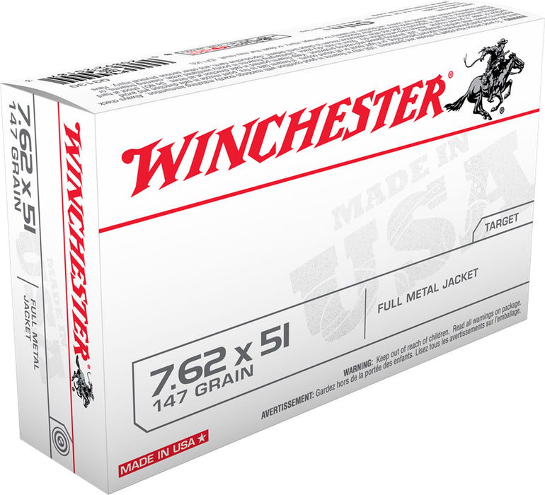 Winchester Ammo Q3130 USA  7.62x51mm NATO 147 gr 2750 fps Full Metal Jacket (FMJ) 20 Bx/10 Cs