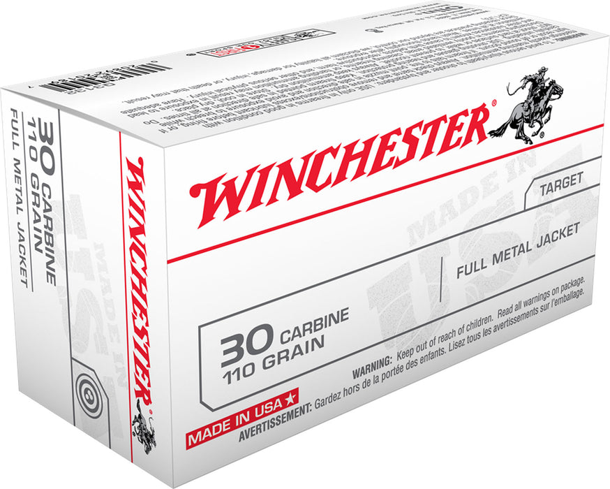 Winchester Ammo Q3132 USA  30 Carbine 110 gr 1990 fps Full Metal Jacket (FMJ) 50 Bx/10 Cs