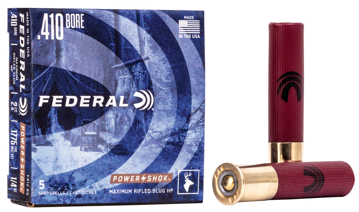 Federal F412RS Power-Shok  410 Gauge 2.50" 1/4 oz/109 gr 1775 fps Rifled Slug Shot 5 Bx/50 Cs