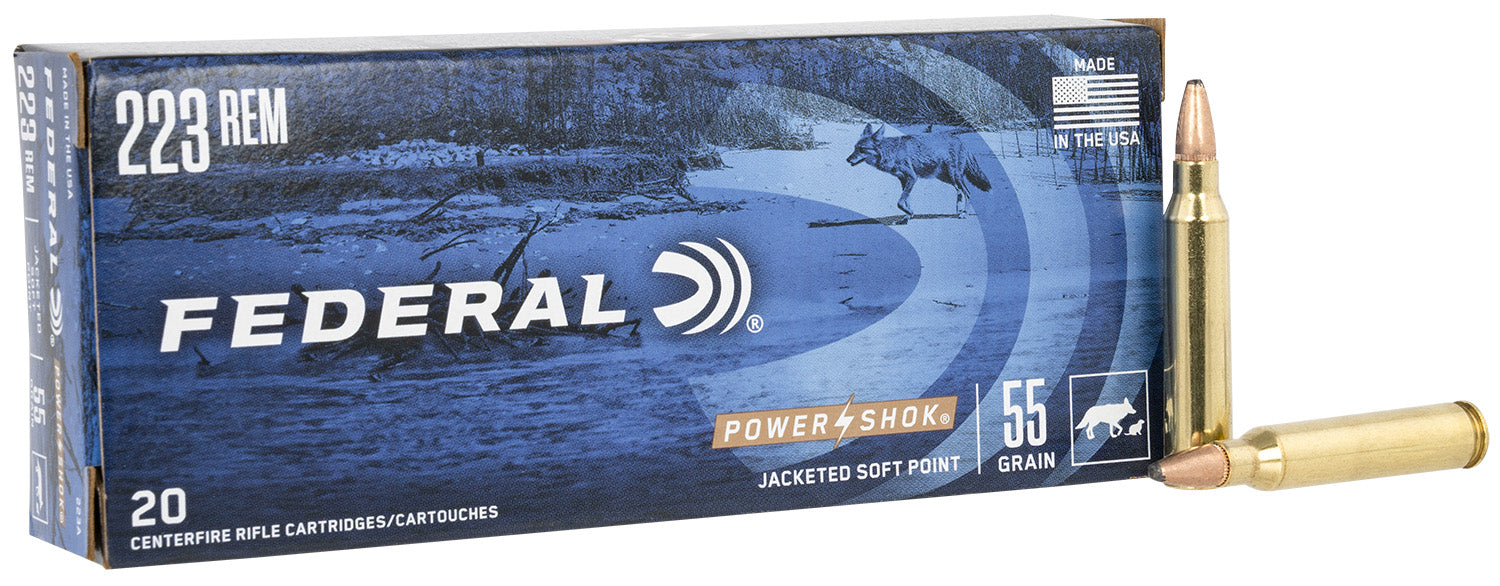 Federal 223A Power-Shok Hunting 223 Rem 55 gr Jacketed Soft Point (JSP) 20 Per Box/ 10 Cs