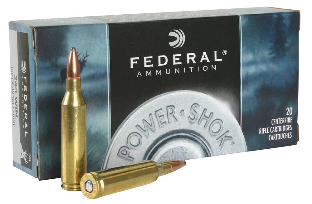 Federal 243B Power-Shok  243 Win 100 gr 2960 fps Jacketed Soft Point (JSP) 20 Bx/10 Cs