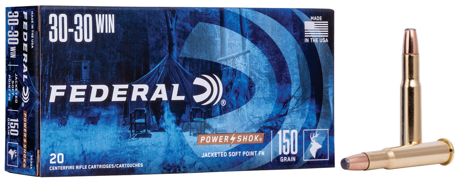 Federal 3030A Power-Shok  30-30 Win 150 gr 2390 fps Jacketed Soft Point (JSP) 20 Bx/10 Cs