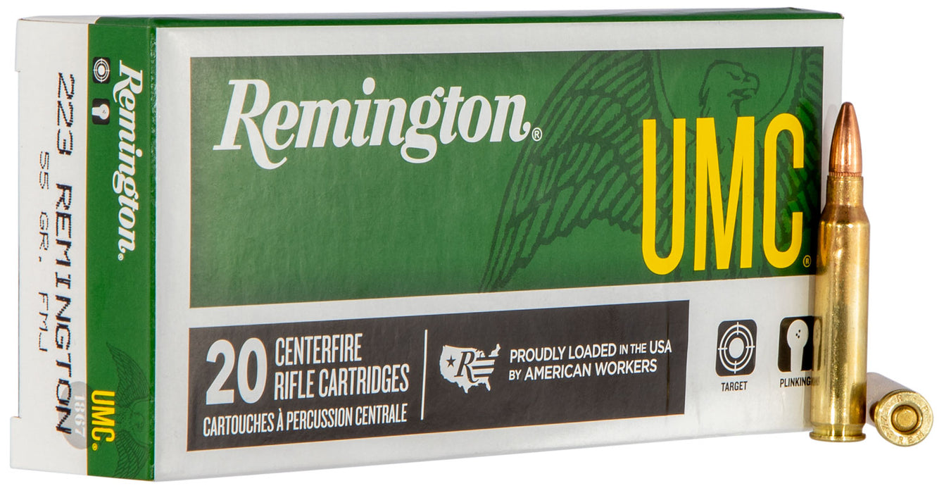 Remington Ammunition 23711 UMC  223 Rem 55 gr 3240 fps Full Metal Jacket (FMJ) 20 Bx/10 Cs