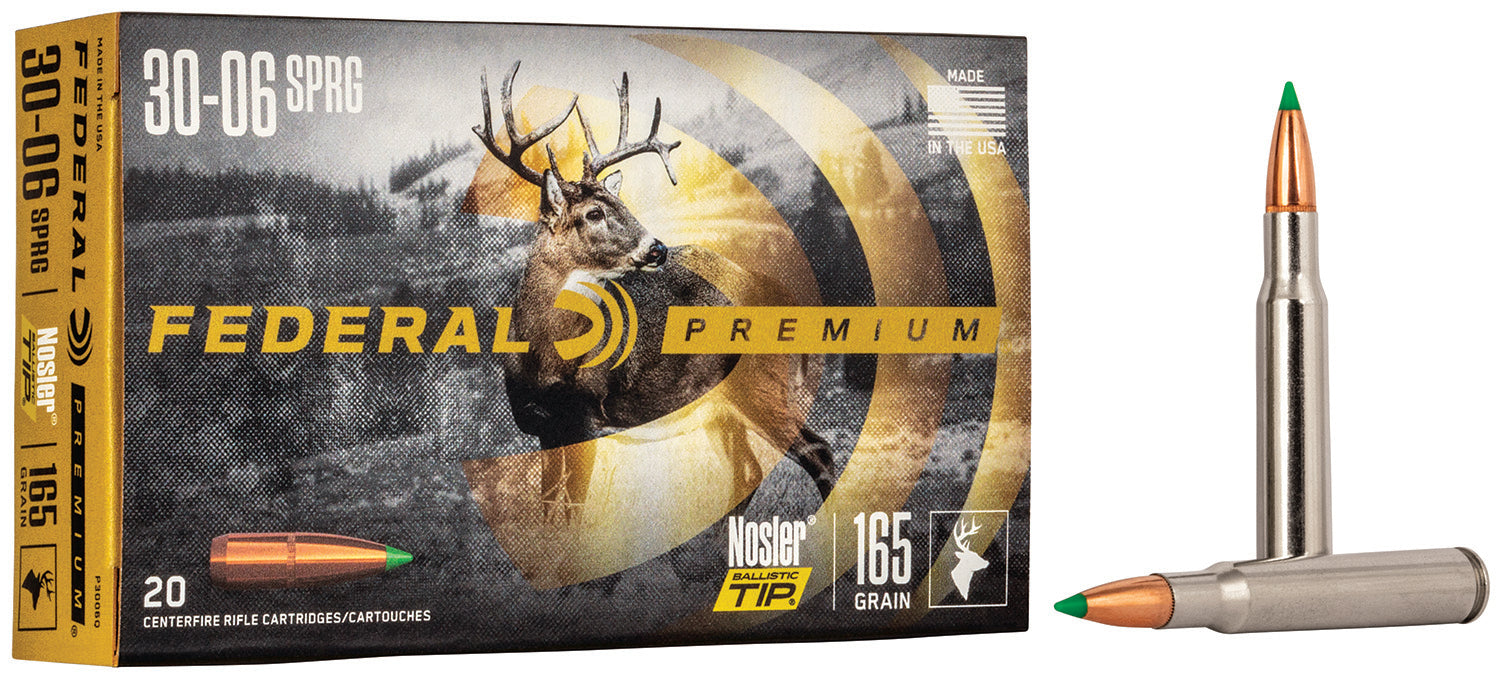 Federal P3006Q Premium  30-06 Springfield 165 gr 2800 fps Nosler Ballistic Tip (NBT) 20 Bx/10 Cs