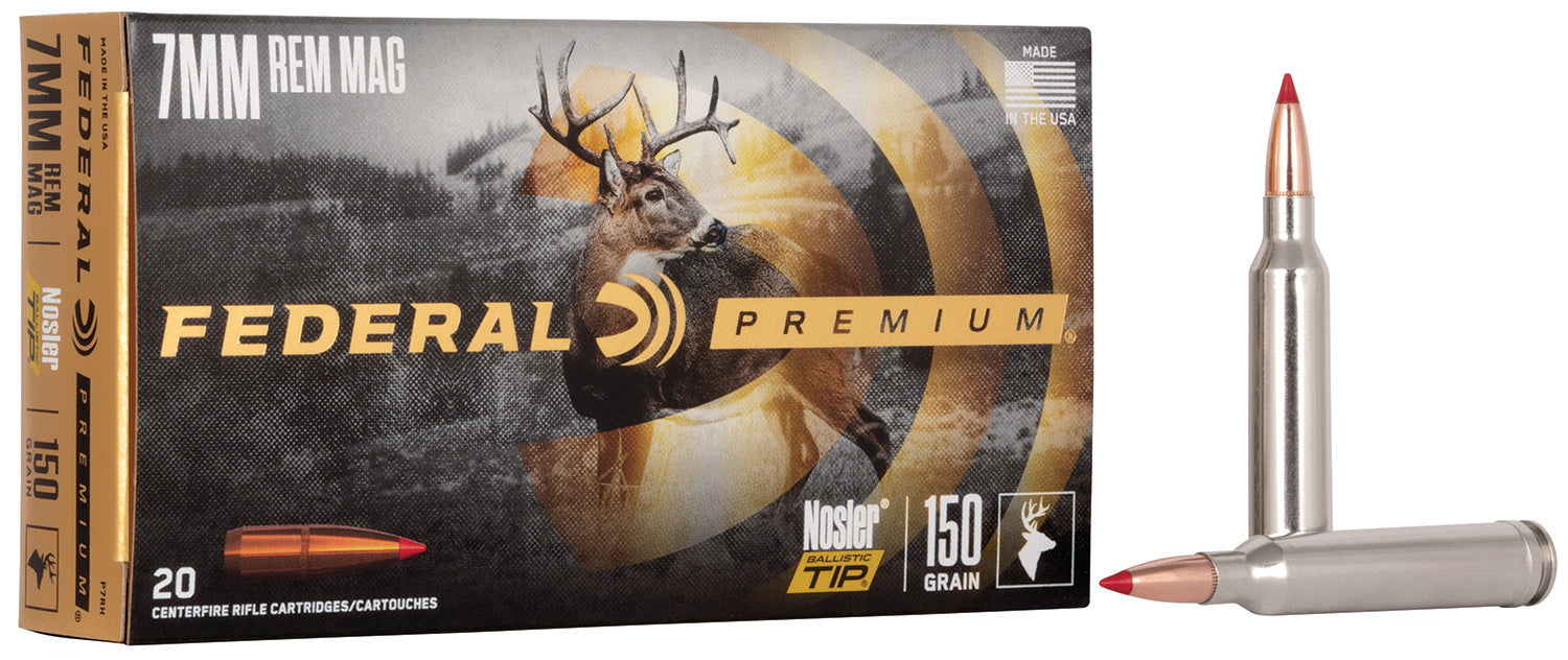 Federal P7RH Premium  7mm Rem Mag 150 gr 3025 fps Nosler Ballistic Tip (NBT) 20 Bx/10 Cs