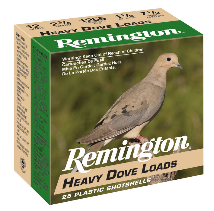 Remington Ammunition 28755 Heavy Dove Loads  12 Gauge 2.75" 1 1/8 oz 1255 fps 7.5 Shot 25 Bx/10 Cs