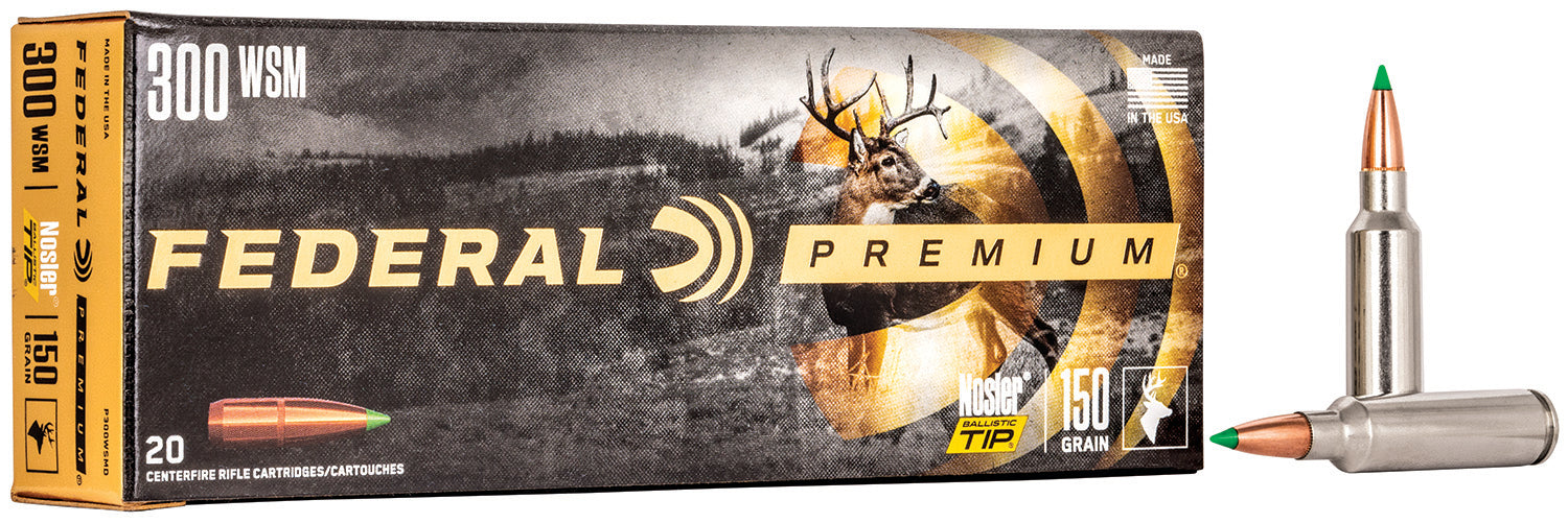 Federal P300WSMD Premium  300 WSM 150 gr 3250 fps Nosler Ballistic Tip (NBT) 20 Bx/10 Cs