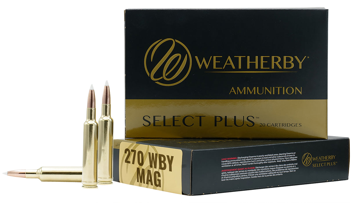 Weatherby N270150PT Select Plus  270 Wthby Mag 150 gr 3245 fps Nosler Spitzer Partition (SPT) 20 Bx/10 Cs