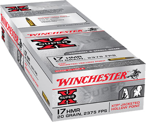 Winchester Ammo X17HMR1 Super X  17 HMR 20 gr 2375 fps Hornady XTP Hollow Point 50 Bx/20 Cs