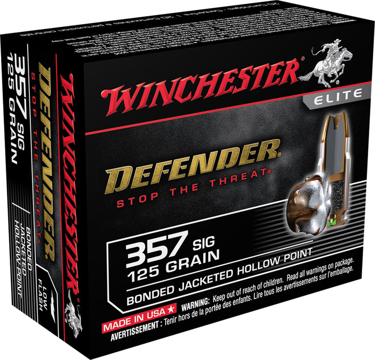 Winchester Ammo S357SPDB PDX1 Defender  357 Sig 125 gr Bonded Jacket Hollow Point 20 Bx/10 Cs