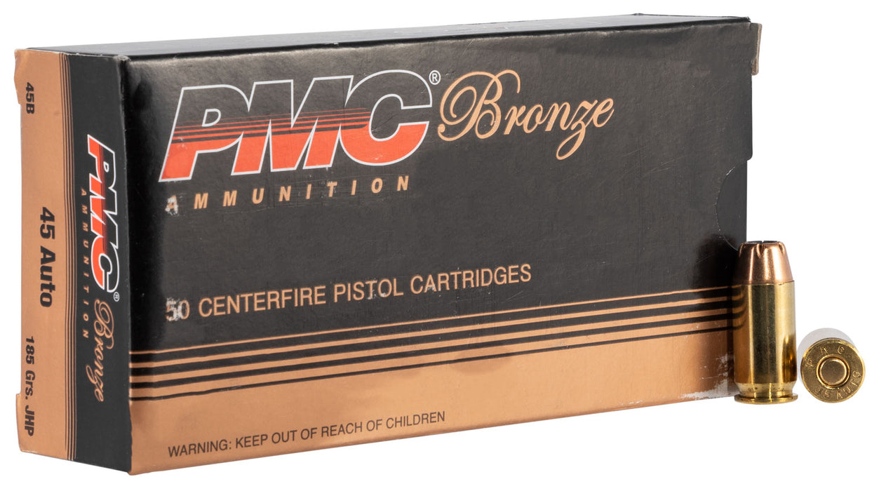 PMC 45B Bronze  45 ACP 185 gr 900 fps Jacketed Hollow Point (JHP) 50 Bx/20 Cs