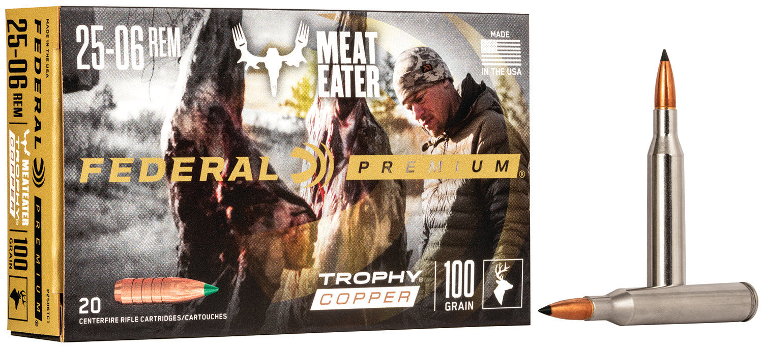 Federal P2506TC1 Premium  25-06 Rem 100 gr 3210 fps Trophy Copper (TC) 20 Bx/10 Cs