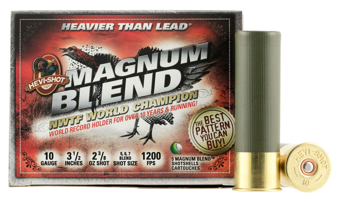 HEVI-Shot HS13567 Magnum Blend Turkey 10 Gauge 3.50" 2 3/8 oz 1200 fps Tungsten 5, 6, 7 Shot 5 Bx/10 Cs